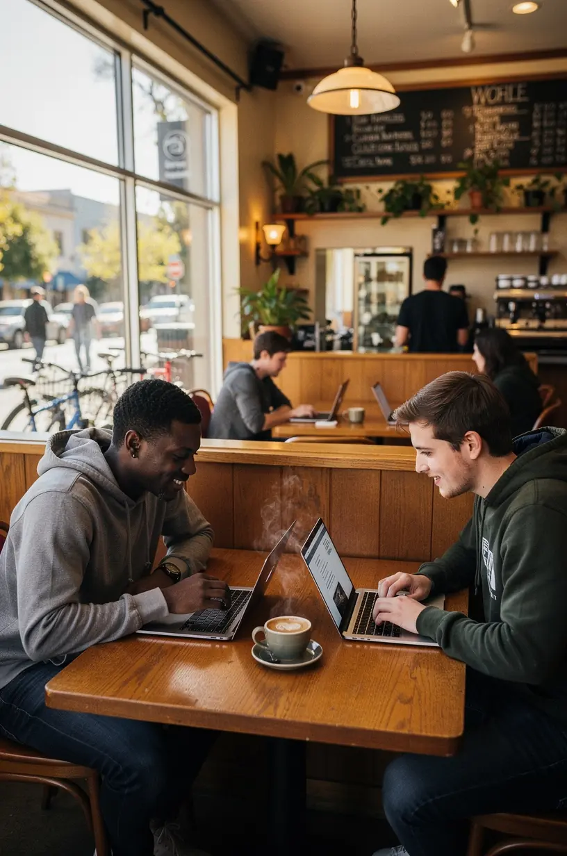 A Canadian city skyline with digital overlays representing connected automation systems enhancing urban technology.