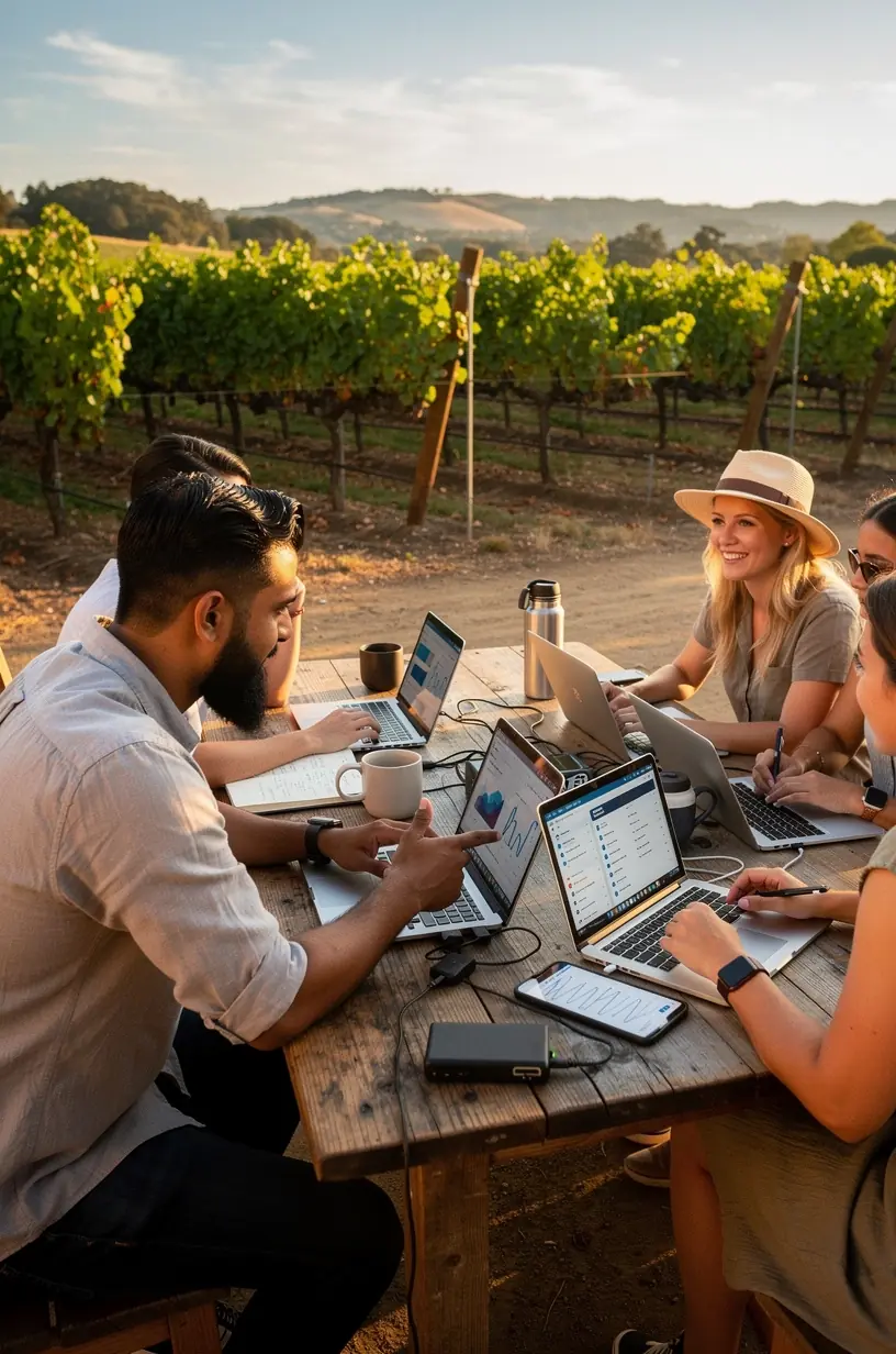 Close-up of a professional setting up an automation workflow on a laptop displaying code and flowcharts.